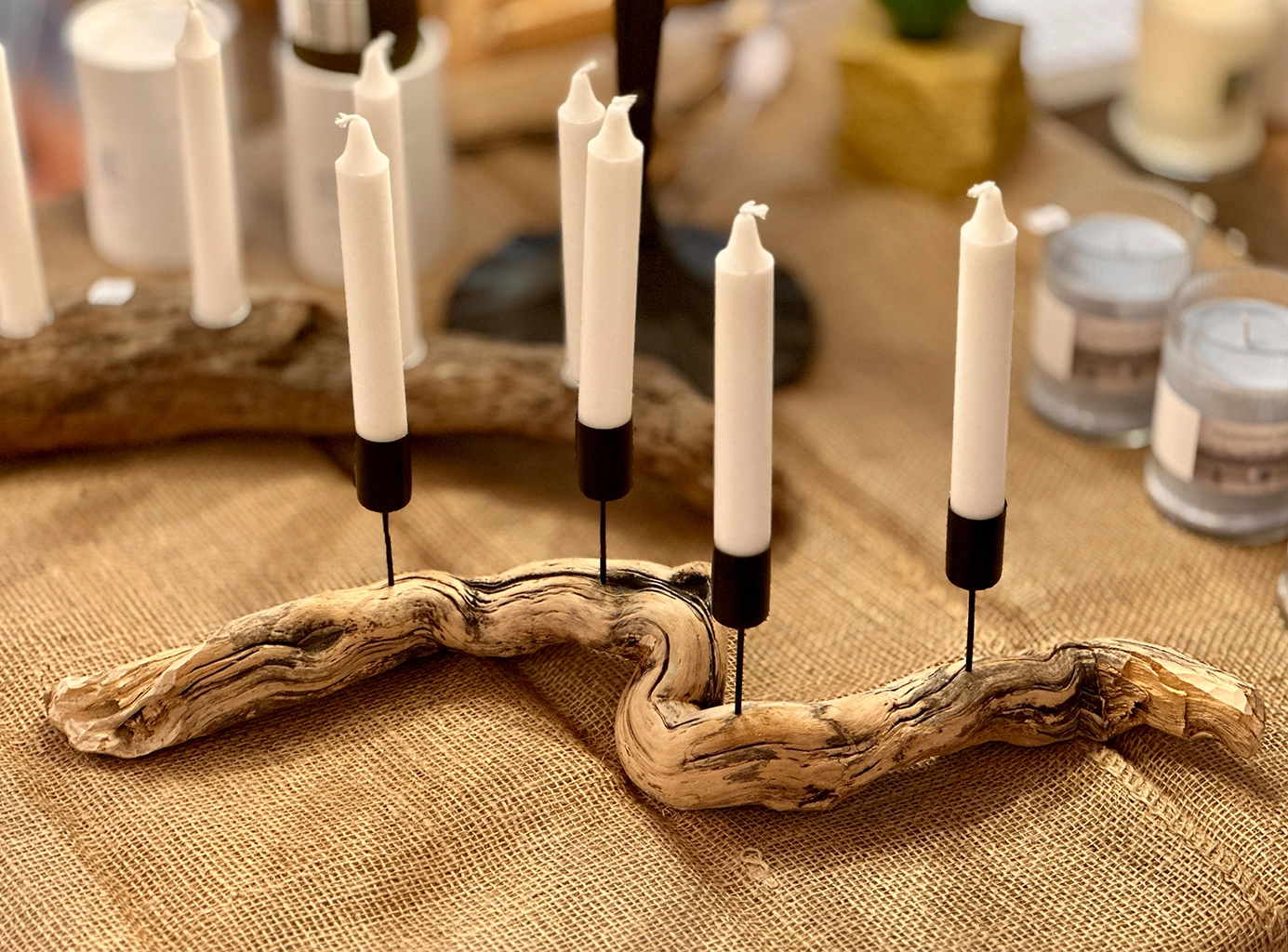Kerzenhalter mit Sockel aus Treibholz aus der Manufaktur SeeFeuer Starnberg